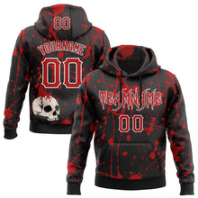 Загрузить изображение в средство просмотра галереи, Custom Black Red-White 3D Halloween Skull Party Costume Ideas Sports Pullover Sweatshirt Hoodie