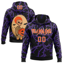 Charger l'image dans la galerie, Custom Black Orange Purple-White 3D Halloween Skull Pumpkin Party Costume Ideas Sports Pullover Sweatshirt Hoodie