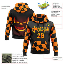 Загрузить изображение в средство просмотра галереи, Custom Black Orange-Light Yellow 3D Halloween Checkboard Pumpkin Party Costume Ideas Sports Pullover Sweatshirt Hoodie