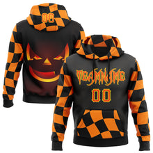 Загрузить изображение в средство просмотра галереи, Custom Black Orange-Light Yellow 3D Halloween Checkboard Pumpkin Party Costume Ideas Sports Pullover Sweatshirt Hoodie