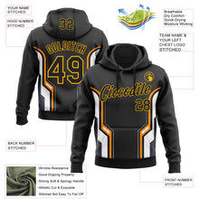 Загрузить изображение в средство просмотра галереи, Custom Stitched Black Orange White-Gold 3D Pattern Design Sportswear Pullover Sweatshirt Hoodie