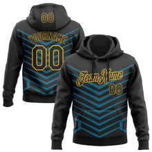 Загрузить изображение в средство просмотра галереи, Custom Stitched Black Blue-Gold 3D Pattern Design Sportswear Pullover Sweatshirt Hoodie