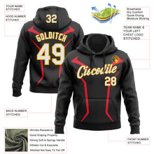 Load image into Gallery viewer, Custom Stitched Black White Red-Gold 3D Pattern Design Sportswear Pullover Sweatshirt Hoodie