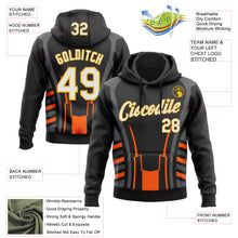 Загрузить изображение в средство просмотра галереи, Custom Stitched Black White Gray Orange-Gold 3D Pattern Design Sportswear Pullover Sweatshirt Hoodie