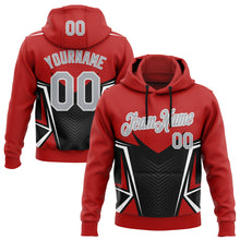 Загрузить изображение в средство просмотра галереи, Custom Stitched Red Light Gray Black-White 3D Pattern Design Sportswear Pullover Sweatshirt Hoodie
