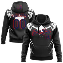 Load image into Gallery viewer, Custom Stitched Black Navy White-Red 3D Pattern Design Sportswear Pullover Sweatshirt Hoodie
