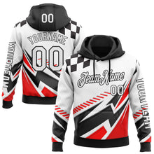 Load image into Gallery viewer, Custom White Black-Red 3D Pattern Design Formula Auto Car Racing Motorsport Sports Pullover Sweatshirt Hoodie