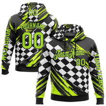 Загрузить изображение в средство просмотра галереи, Custom Black Neon Green-White 3D Pattern Design Formula Auto Car Racing Motorsport Sports Pullover Sweatshirt Hoodie