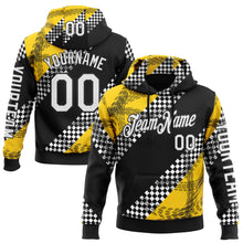 Загрузить изображение в средство просмотра галереи, Custom Black White-Yellow 3D Pattern Design Formula Auto Car Racing Motorsport Sports Pullover Sweatshirt Hoodie