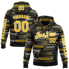 Загрузить изображение в средство просмотра галереи, Custom Black Yellow-White 3D Pattern Design Formula Auto Car Racing Motorsport Sports Pullover Sweatshirt Hoodie