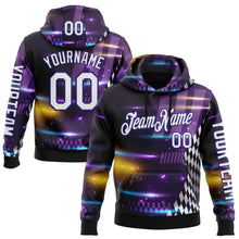 Load image into Gallery viewer, Custom Purple White Dark Purple-Black 3D Pattern Design Formula Auto Car Racing Motorsport Sports Pullover Sweatshirt Hoodie