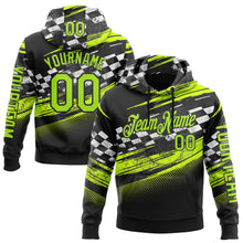 Загрузить изображение в средство просмотра галереи, Custom Black Neon Green-White 3D Pattern Design Formula Auto Car Racing Motorsport Sports Pullover Sweatshirt Hoodie