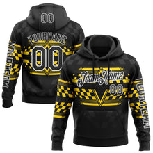 Загрузить изображение в средство просмотра галереи, Custom Black Yellow-White 3D Pattern Design Formula Auto Car Racing Motorsport Sports Pullover Sweatshirt Hoodie