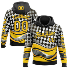 Загрузить изображение в средство просмотра галереи, Custom Black Yellow-White 3D Pattern Design Formula Auto Car Racing Motorsport Sports Pullover Sweatshirt Hoodie