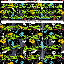 Загрузить изображение в средство просмотра галереи, Custom Black Neon Green 3D Halloween Skull Pumpkin Doodle Party Costume Ideas Authentic Baseball Jersey
