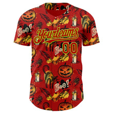 Charger l'image dans la galerie, Custom Red Neon Green 3D Halloween Pumpkin Doodle Party Costume Ideas Authentic Baseball Jersey