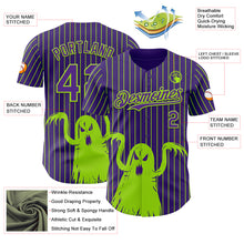 Загрузить изображение в средство просмотра галереи, Custom Purple Neon Green Pinstripe Neon Green 3D Halloween Spooky Party Costume Ideas Authentic Baseball Jersey