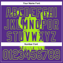 Загрузить изображение в средство просмотра галереи, Custom Purple Neon Green Pinstripe Neon Green 3D Halloween Spooky Party Costume Ideas Authentic Baseball Jersey