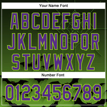 Load image into Gallery viewer, Custom Green Purple Black-Neon Green 3D Halloween Spider Net Bats Party Costume Ideas Authentic Baseball Jersey