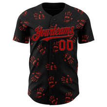 Load image into Gallery viewer, Custom Black Red 3D Halloween Skull Horror Night Trick Treat Party Costume Ideas Authentic Baseball Jersey