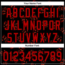 Load image into Gallery viewer, Custom Black Red 3D Halloween Skull Horror Night Trick Treat Party Costume Ideas Authentic Baseball Jersey