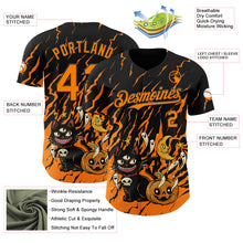 Load image into Gallery viewer, Custom Black Bay Orange 3D Halloween Pumpkin Scary Doodle Party Costume Ideas Authentic Baseball Jersey