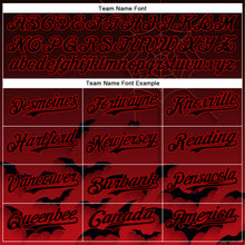 Load image into Gallery viewer, Custom Black Red 3D Halloween Spider Net Bats Party Costume Ideas Authentic Baseball Jersey