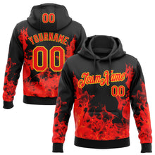 Charger l'image dans la galerie, Custom Stitched Black Red-Yellow 3D Pattern Design Flame Sports Pullover Sweatshirt Hoodie