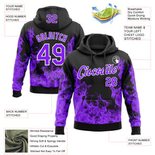 Load image into Gallery viewer, Custom Stitched Black Purple-White 3D Pattern Design Flame Sports Pullover Sweatshirt Hoodie