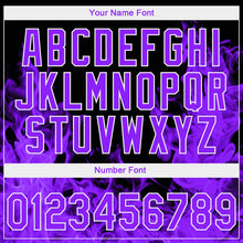 Load image into Gallery viewer, Custom Stitched Black Purple-White 3D Pattern Design Flame Sports Pullover Sweatshirt Hoodie