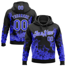 Charger l'image dans la galerie, Custom Stitched Black Thunder Blue-White 3D Pattern Design Flame Sports Pullover Sweatshirt Hoodie