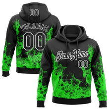 Загрузить изображение в средство просмотра галереи, Custom Stitched Black Green-White 3D Pattern Design Flame Sports Pullover Sweatshirt Hoodie