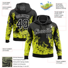 Load image into Gallery viewer, Custom Stitched Black Yellow-White 3D Pattern Design Flame Sports Pullover Sweatshirt Hoodie