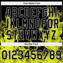 Load image into Gallery viewer, Custom Stitched Black Yellow-White 3D Pattern Design Flame Sports Pullover Sweatshirt Hoodie