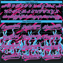 Load image into Gallery viewer, Custom Stitched Black Hot Pink-Sky Blue 3D Pattern Design Flame Sports Pullover Sweatshirt Hoodie