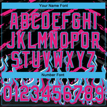 Load image into Gallery viewer, Custom Stitched Black Hot Pink-Sky Blue 3D Pattern Design Flame Sports Pullover Sweatshirt Hoodie