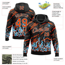 Load image into Gallery viewer, Custom Stitched Black Orange Lakes Blue-White 3D Pattern Design Flame Sports Pullover Sweatshirt Hoodie