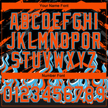 Load image into Gallery viewer, Custom Stitched Black Orange Lakes Blue-White 3D Pattern Design Flame Sports Pullover Sweatshirt Hoodie