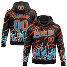 Load image into Gallery viewer, Custom Stitched Black Orange Lakes Blue-White 3D Pattern Design Flame Sports Pullover Sweatshirt Hoodie