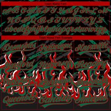 Load image into Gallery viewer, Custom Stitched Black Kelly Green Red-White 3D Pattern Design Flame Sports Pullover Sweatshirt Hoodie