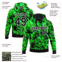 Load image into Gallery viewer, Custom Stitched Black Green-White 3D Pattern Design Flame Sports Pullover Sweatshirt Hoodie