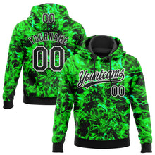 Load image into Gallery viewer, Custom Stitched Black Green-White 3D Pattern Design Flame Sports Pullover Sweatshirt Hoodie