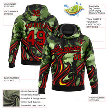 Load image into Gallery viewer, Custom Stitched Black Red Green-Yellow 3D Pattern Design Flame Sports Pullover Sweatshirt Hoodie
