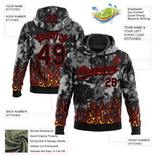 Load image into Gallery viewer, Custom Stitched Black Yellow Red-White 3D Pattern Design Flame Sports Pullover Sweatshirt Hoodie