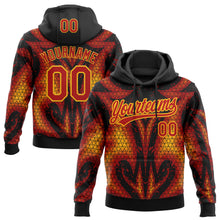 Загрузить изображение в средство просмотра галереи, Custom Stitched Black Red-Yellow 3D Pattern Design Flame Sports Pullover Sweatshirt Hoodie