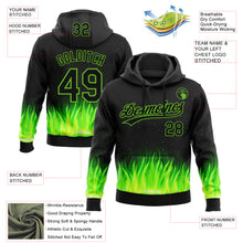 Load image into Gallery viewer, Custom Stitched Black Neon Green 3D Pattern Design Flame Sports Pullover Sweatshirt Hoodie