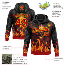 Load image into Gallery viewer, Custom Stitched Black Red-Yellow 3D Pattern Design Flame Phoenix Sports Pullover Sweatshirt Hoodie