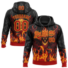 Load image into Gallery viewer, Custom Stitched Black Red-Yellow 3D Pattern Design Flame Phoenix Sports Pullover Sweatshirt Hoodie