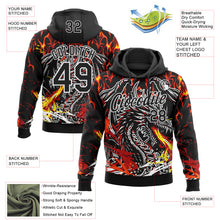 Load image into Gallery viewer, Custom Stitched Black Red Yellow-White 3D Pattern Design Flame Dragon Sports Pullover Sweatshirt Hoodie