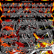 Load image into Gallery viewer, Custom Stitched Black Red Yellow-White 3D Pattern Design Flame Dragon Sports Pullover Sweatshirt Hoodie